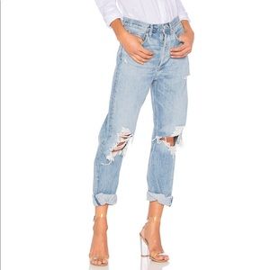 AGOLDE Ripped Boyfriend Jeans Distressed Denim Light Wash Blue Size 26